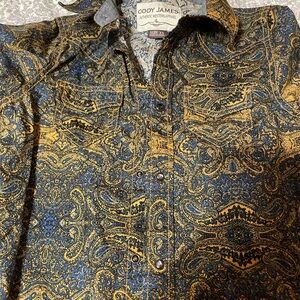 Cody James Kids Paisley Button Down Shirt - Blue and Gold